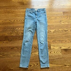 Madewell light wash stretch skinny high waisted jeans